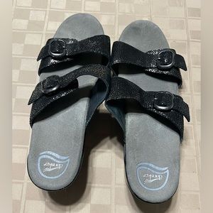 Dansko Sophie EUR 42 Slide Sandal 11.5 - 12M Metallic Leather 2 Strap Adjustable